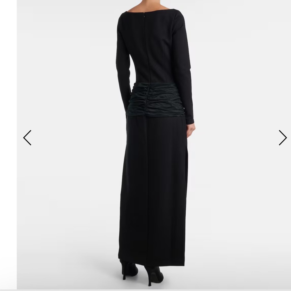 STAUD Black Long Sleeve Ruched Waist Gown